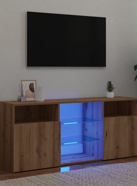 VidaXL Tv-meubel met LED 120x30x50 cm bewerkt hout artisanaal eiken