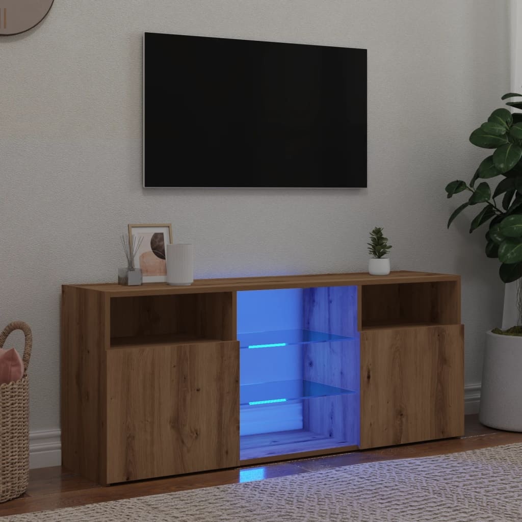 VidaXL Tv-meubel met LED 120x30x50 cm bewerkt hout artisanaal eiken