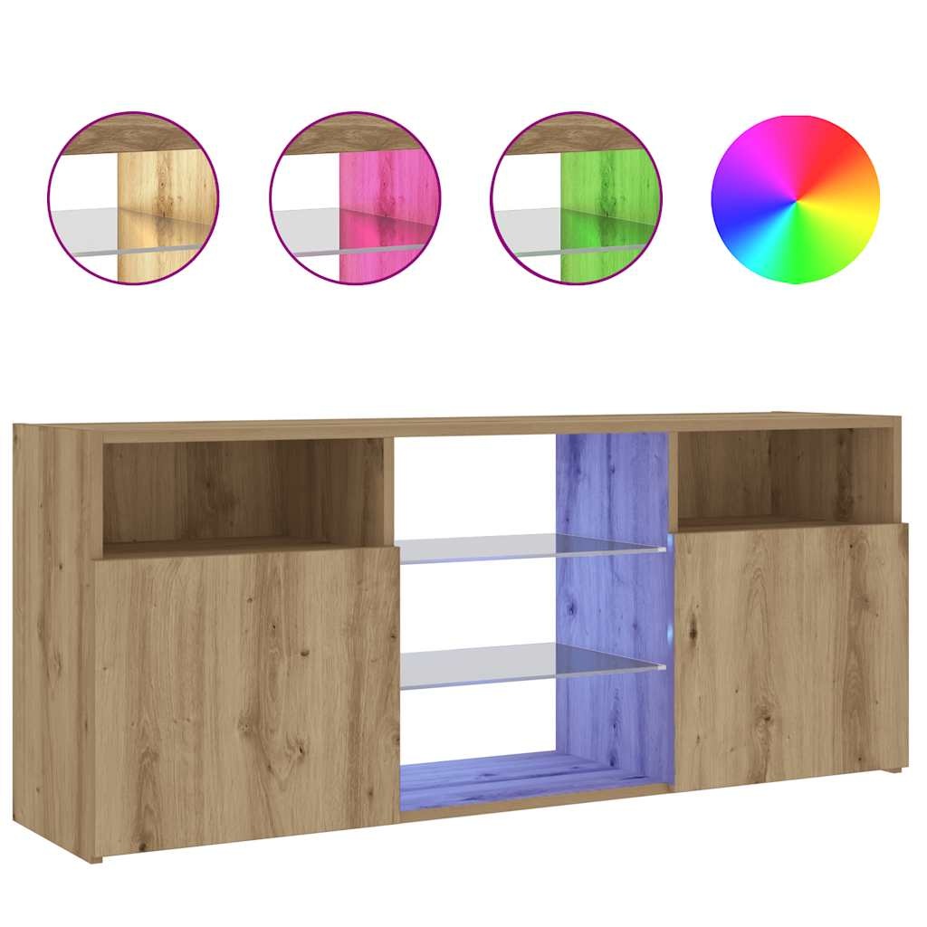 VidaXL Tv-meubel met LED 120x30x50 cm bewerkt hout artisanaal eiken