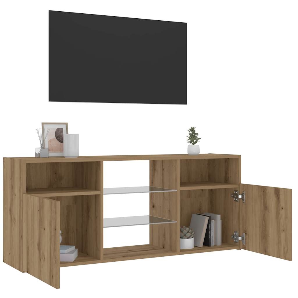 VidaXL Tv-meubel met LED 120x30x50 cm bewerkt hout artisanaal eiken