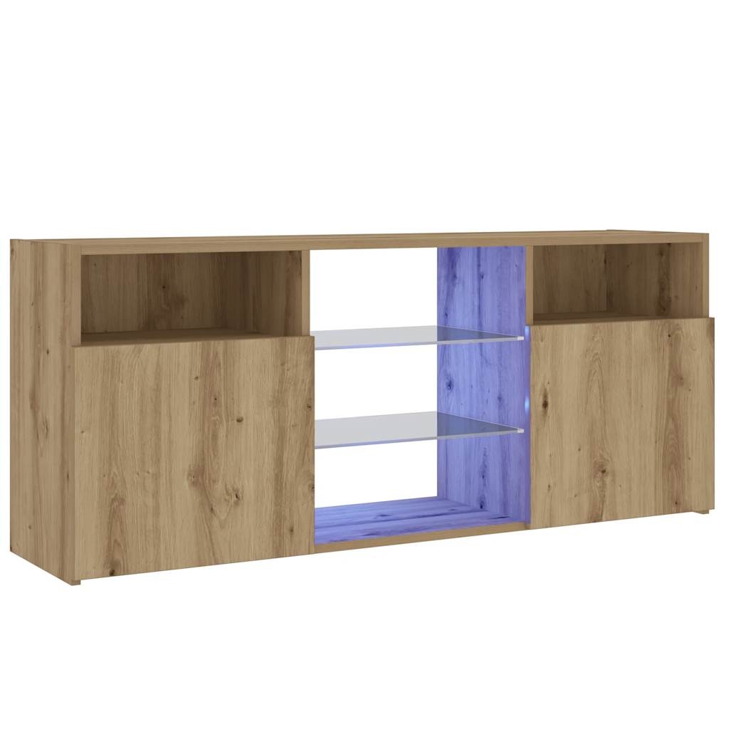 VidaXL Tv-meubel met LED 120x30x50 cm bewerkt hout artisanaal eiken