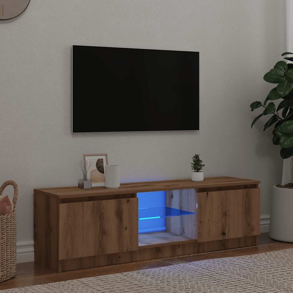 VidaXL Tv-meubel met LED 140x40x35,5 cm bewerkt hout artisanaal eiken