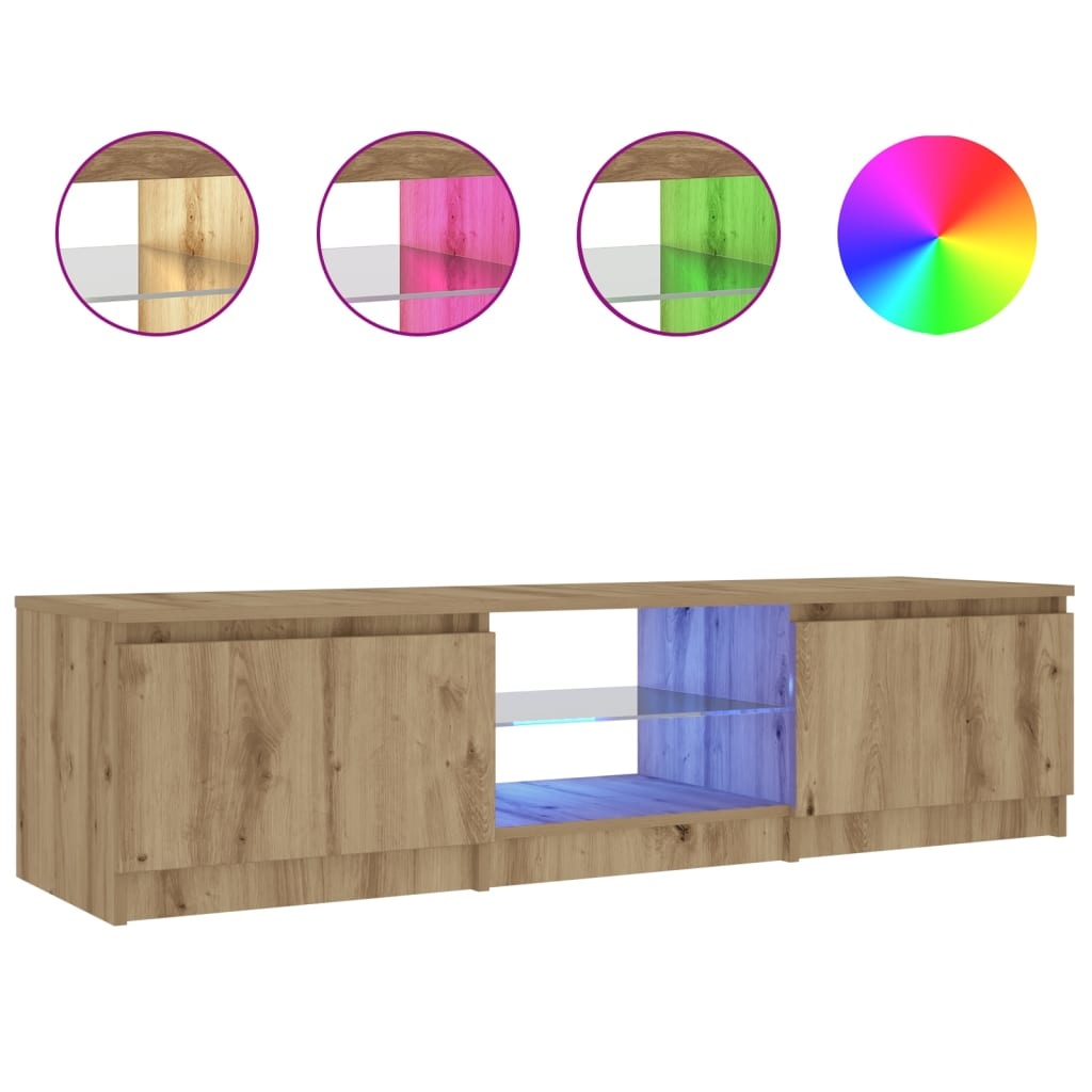 VidaXL Tv-meubel met LED 140x40x35,5 cm bewerkt hout artisanaal eiken