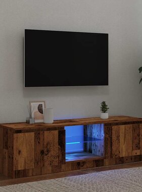 VidaXL Tv-meubel met LED 120x30x36 cm bewerkt hout oud hout