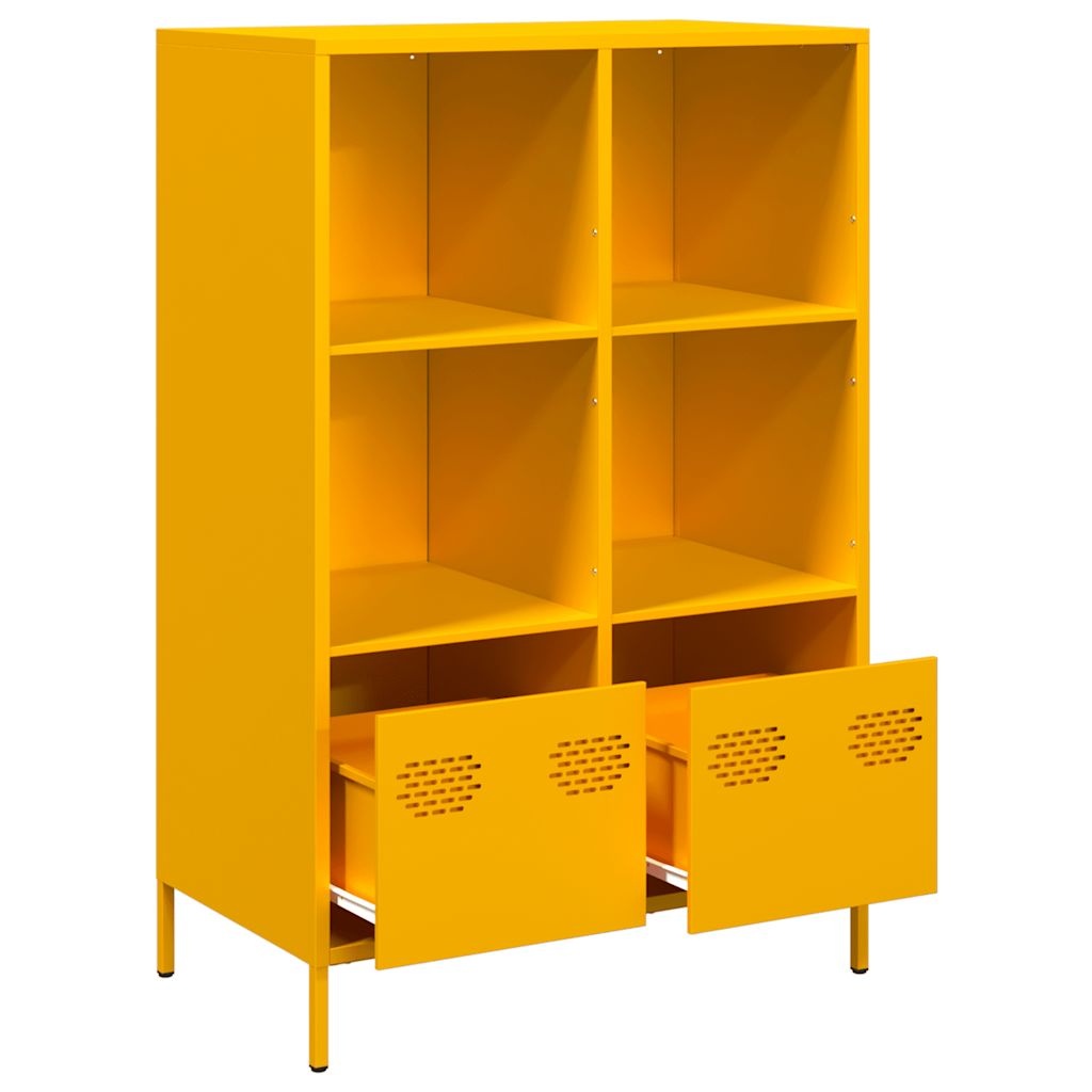 VidaXL Hoge kast 68x39x103,5 cm staal mosterdgeel