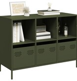 Dressoir 101,5x39x73,5 cm koudgewalst staal olijfgroen