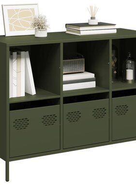 Dressoir 101,5x39x73,5 cm koudgewalst staal olijfgroen