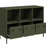 Dressoir 101,5x39x73,5 cm koudgewalst staal olijfgroen