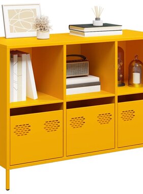 Dressoir 101,5x39x73,5 cm koudgewalst staal mosterdgeel