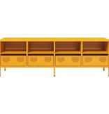 Tv-meubel 135x39x43,5 cm koudgewalst staal mosterdgeel