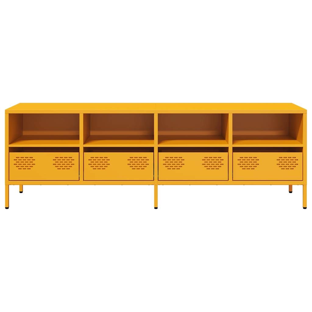 Tv-meubel 135x39x43,5 cm koudgewalst staal mosterdgeel