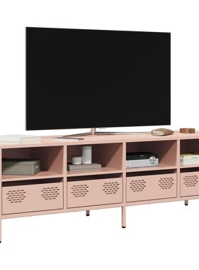 VidaXL Tv-meubel 135x39x43,5 cm koudgewalst staal roze