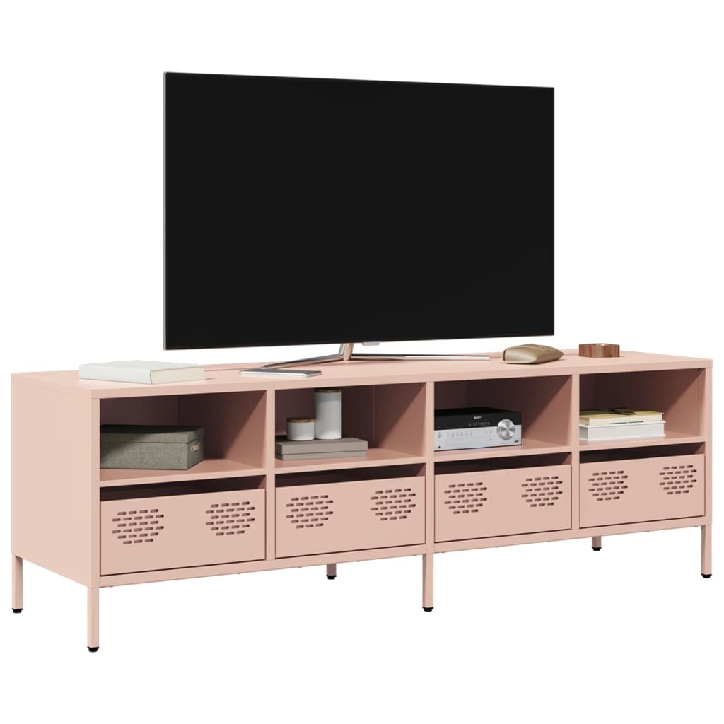 VidaXL Tv-meubel 135x39x43,5 cm koudgewalst staal roze