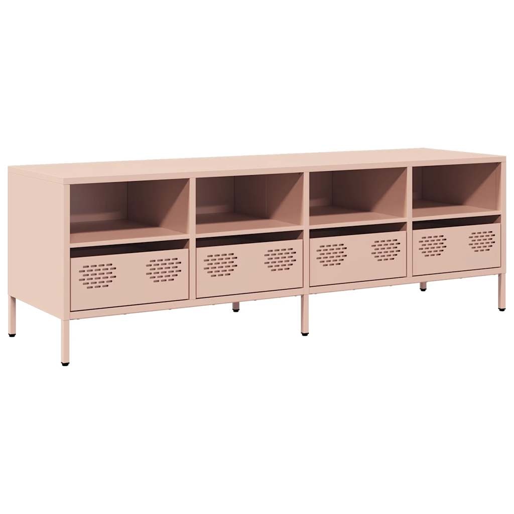 VidaXL Tv-meubel 135x39x43,5 cm koudgewalst staal roze