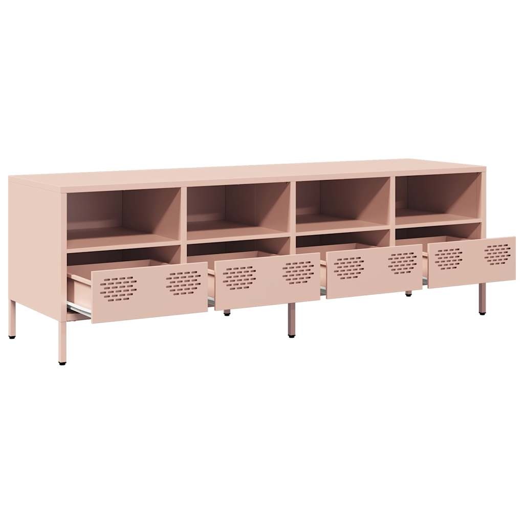 VidaXL Tv-meubel 135x39x43,5 cm koudgewalst staal roze
