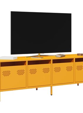VidaXL Tv-meubel 135x39x43,5 cm koudgewalst staal mosterdgeel