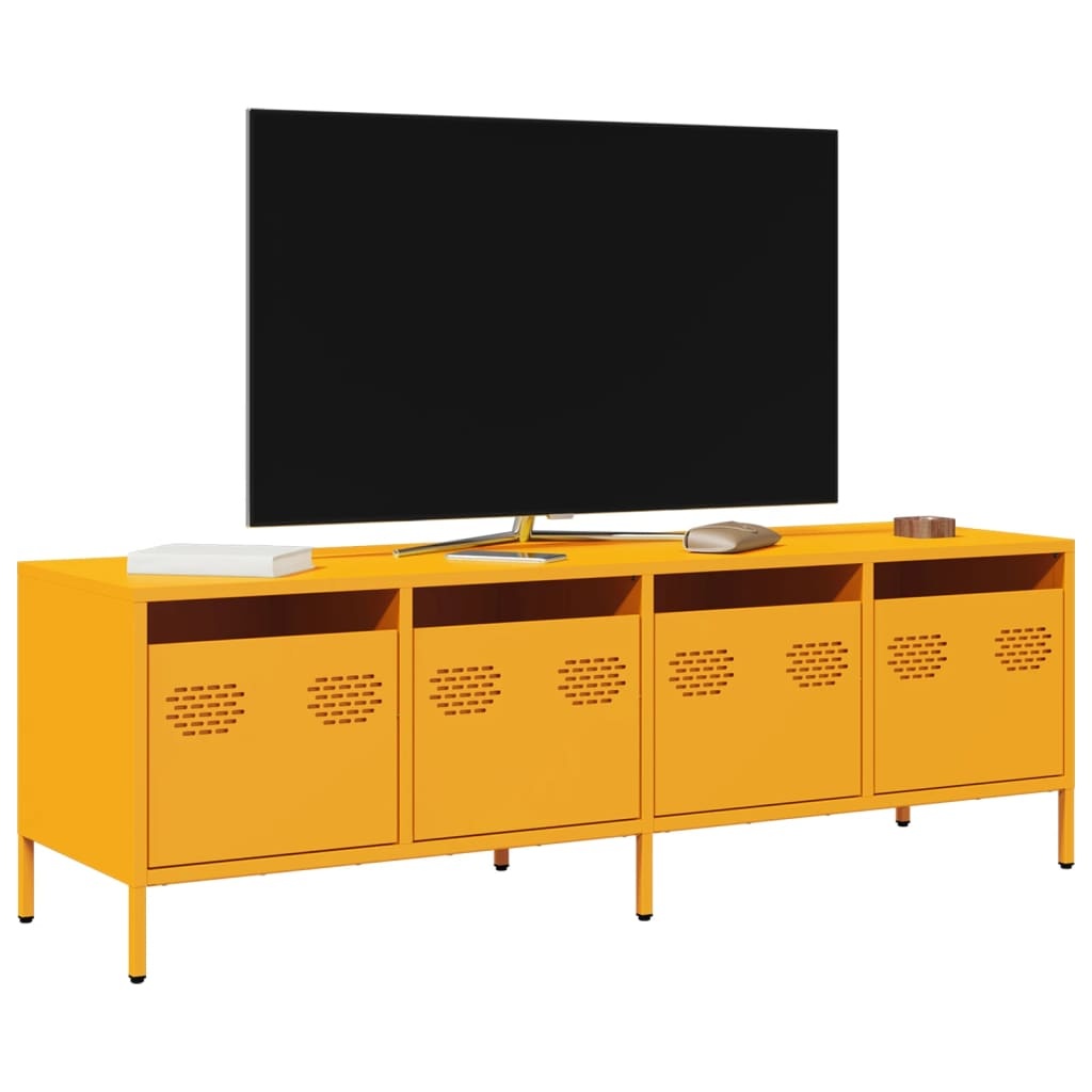 VidaXL Tv-meubel 135x39x43,5 cm koudgewalst staal mosterdgeel