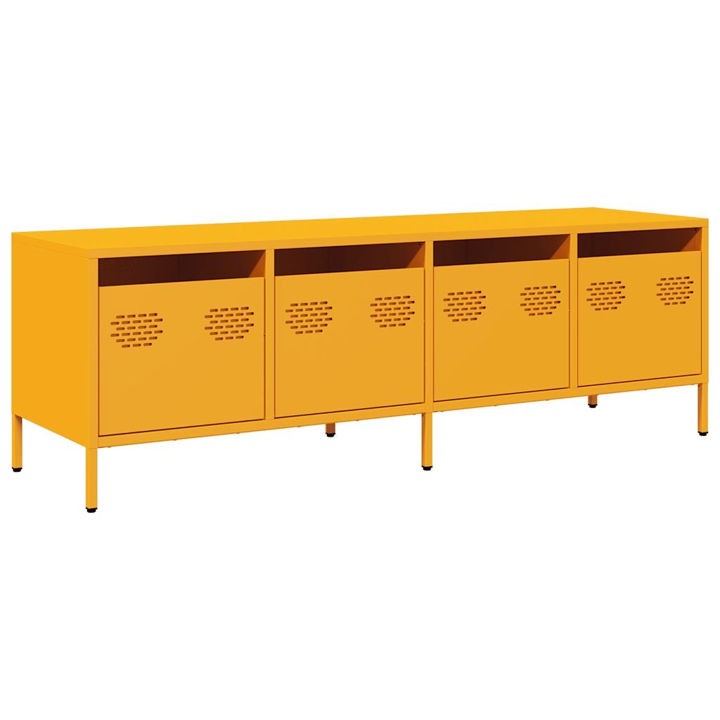 VidaXL Tv-meubel 135x39x43,5 cm koudgewalst staal mosterdgeel
