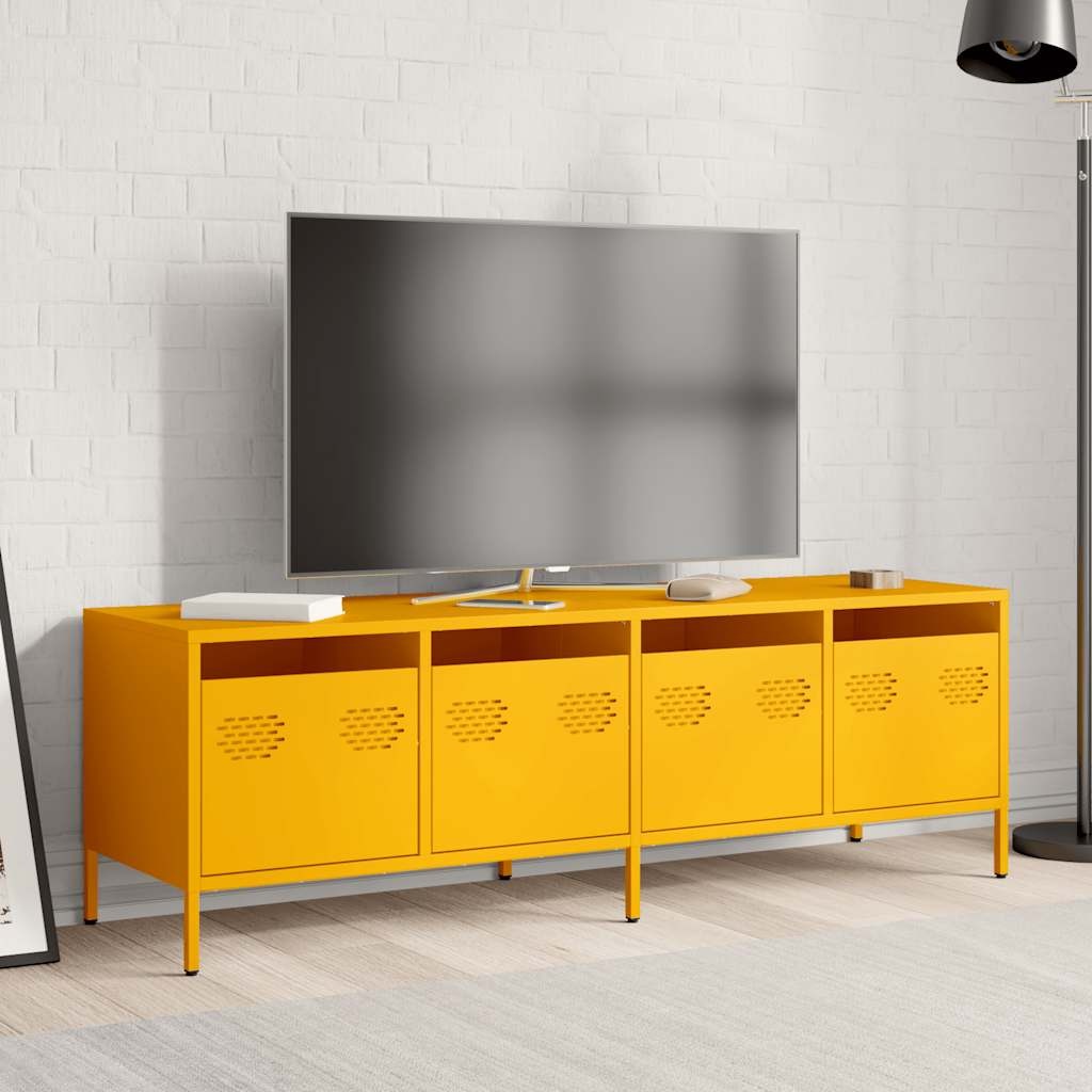 VidaXL Tv-meubel 135x39x43,5 cm koudgewalst staal mosterdgeel