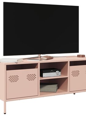 VidaXL Tv-meubel 101,5x39x43,5 cm koudgewalst staal roze