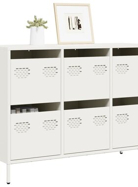 VidaXL Dressoir 101,5x39x73,5 cm koudgewalst staal wit