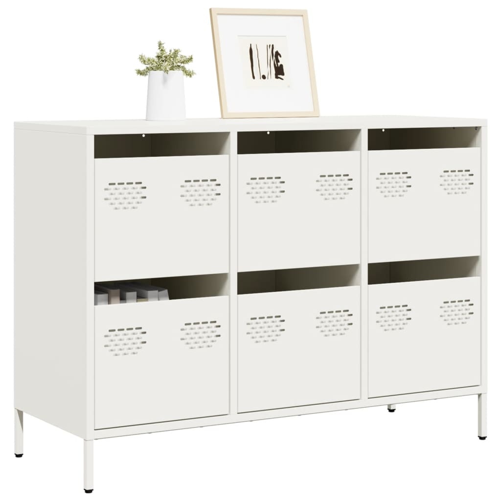 VidaXL Dressoir 101,5x39x73,5 cm koudgewalst staal wit