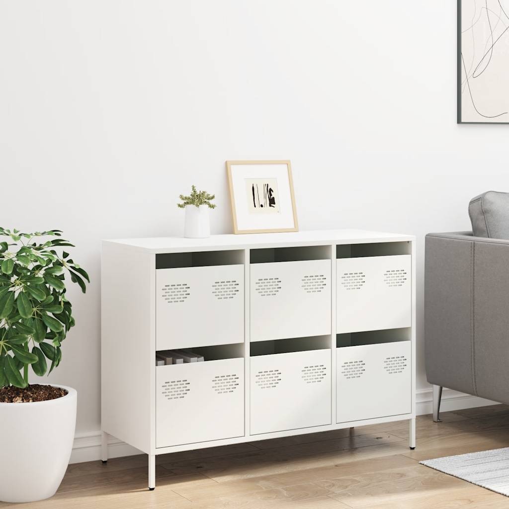 VidaXL Dressoir 101,5x39x73,5 cm koudgewalst staal wit