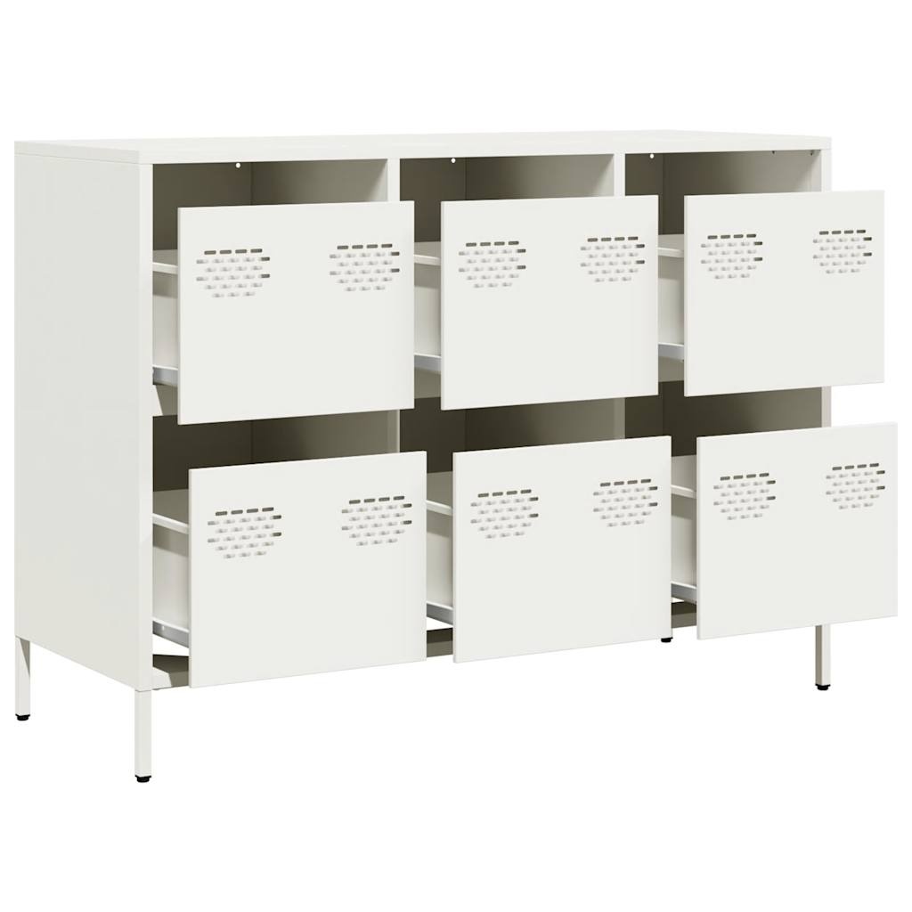 VidaXL Dressoir 101,5x39x73,5 cm koudgewalst staal wit
