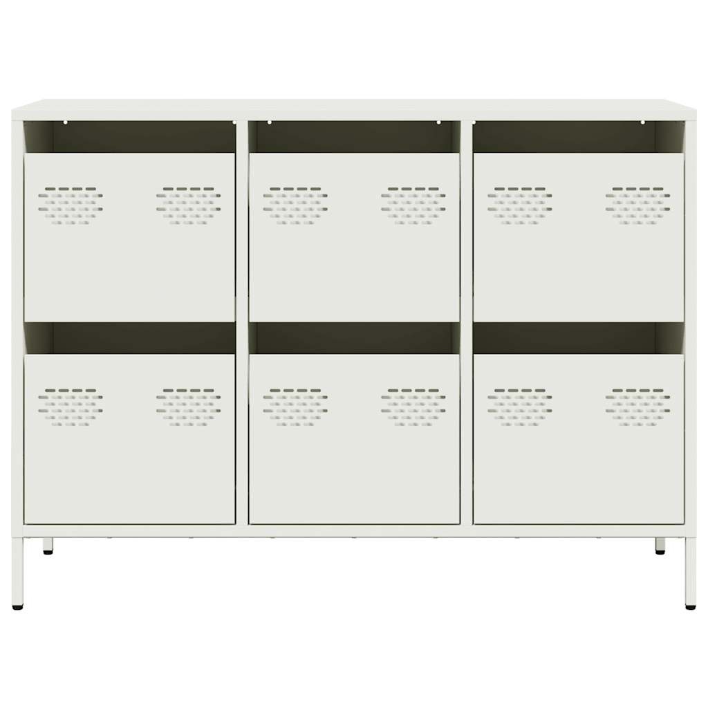 VidaXL Dressoir 101,5x39x73,5 cm koudgewalst staal wit