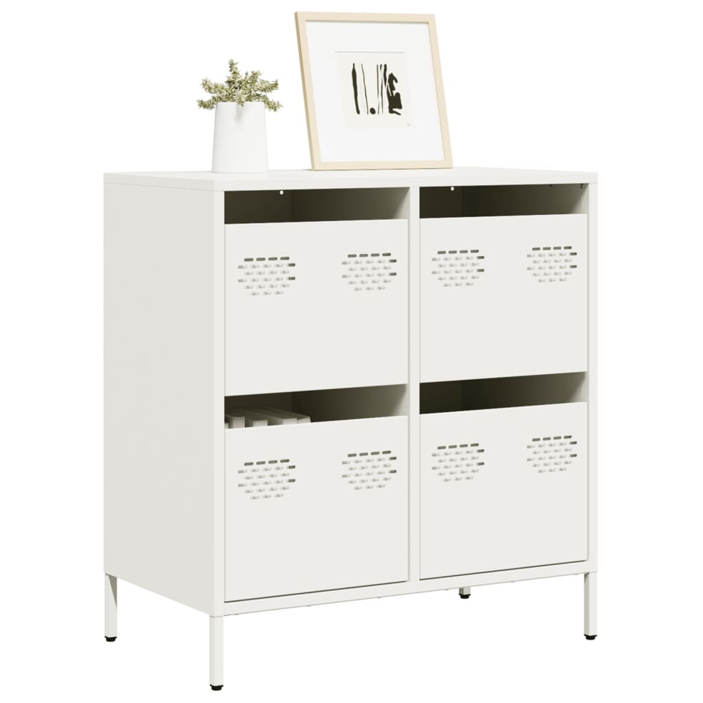 VidaXL Dressoir 68x39x73,5 cm koudgewalst staal wit