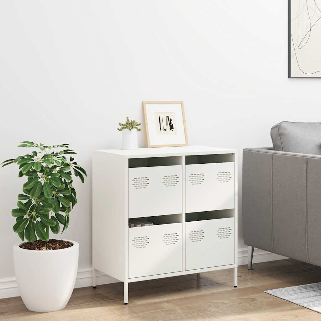 VidaXL Dressoir 68x39x73,5 cm koudgewalst staal wit