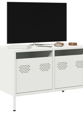 VidaXL Tv-meubel 68x39x43,5 cm koudgewalst staal wit