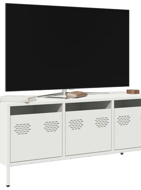 VidaXL Tv-meubel 101,5x39x43,5 cm koudgewalst staal wit