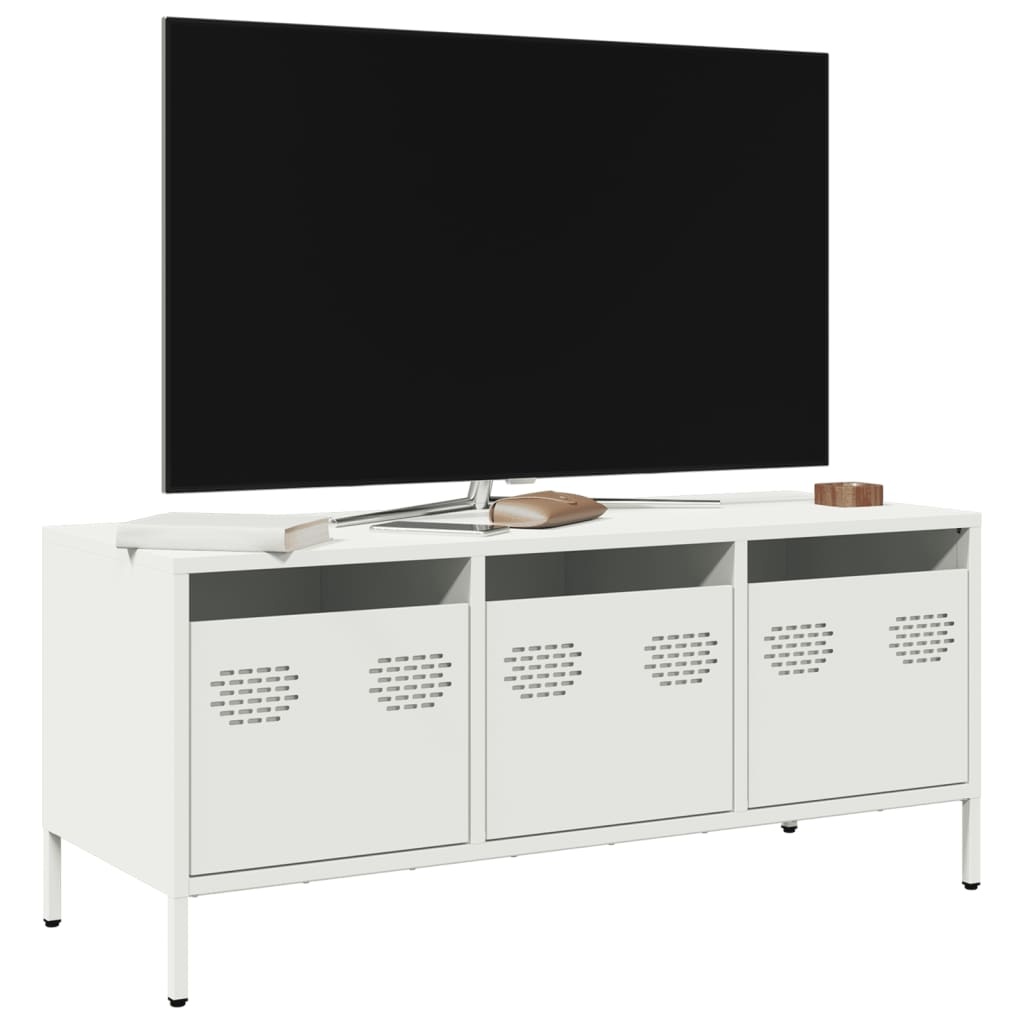 VidaXL Tv-meubel 101,5x39x43,5 cm koudgewalst staal wit