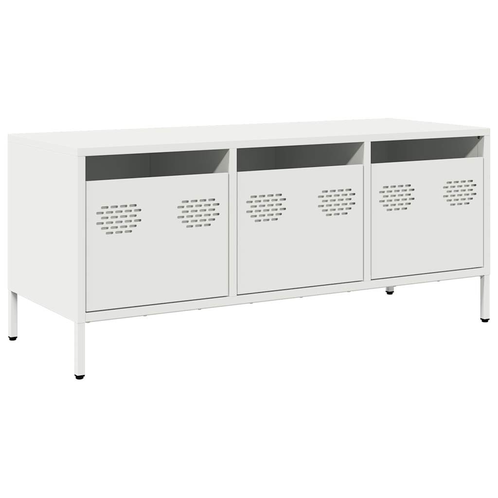 VidaXL Tv-meubel 101,5x39x43,5 cm koudgewalst staal wit