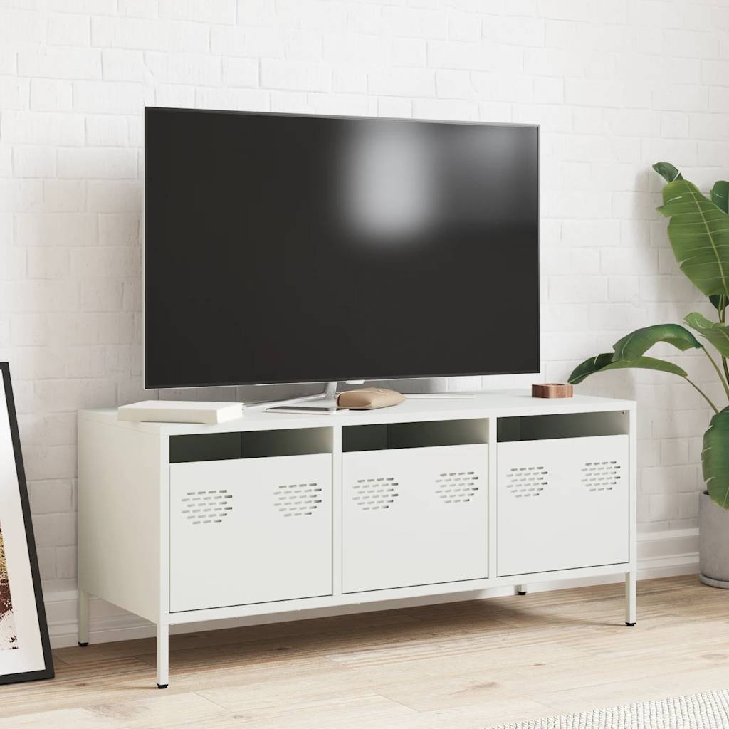 VidaXL Tv-meubel 101,5x39x43,5 cm koudgewalst staal wit