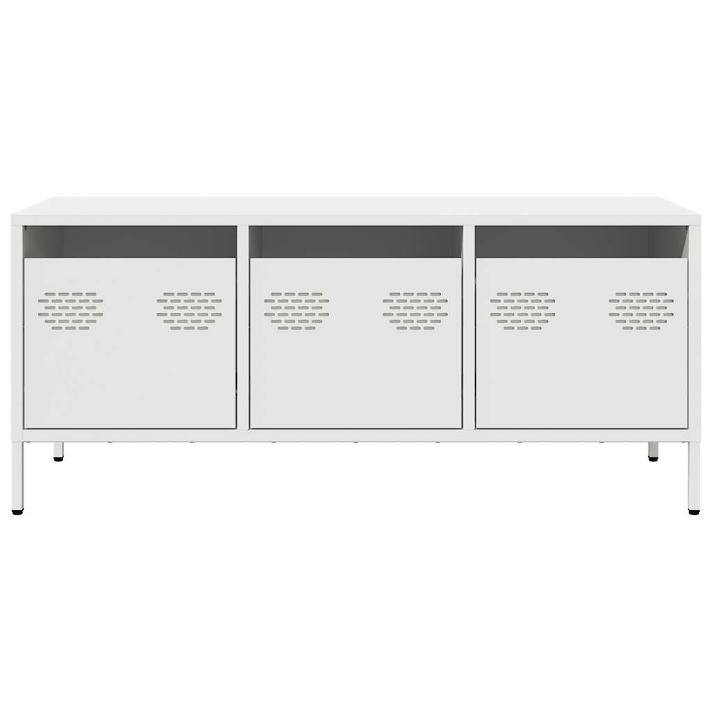 VidaXL Tv-meubel 101,5x39x43,5 cm koudgewalst staal wit