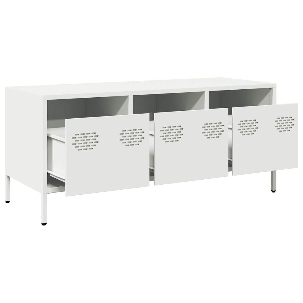 VidaXL Tv-meubel 101,5x39x43,5 cm koudgewalst staal wit