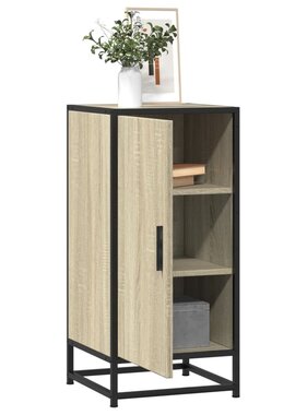 VidaXL Dressoir 35,5x35x76 cm bewerkt hout en metaal sonoma eikenkleur