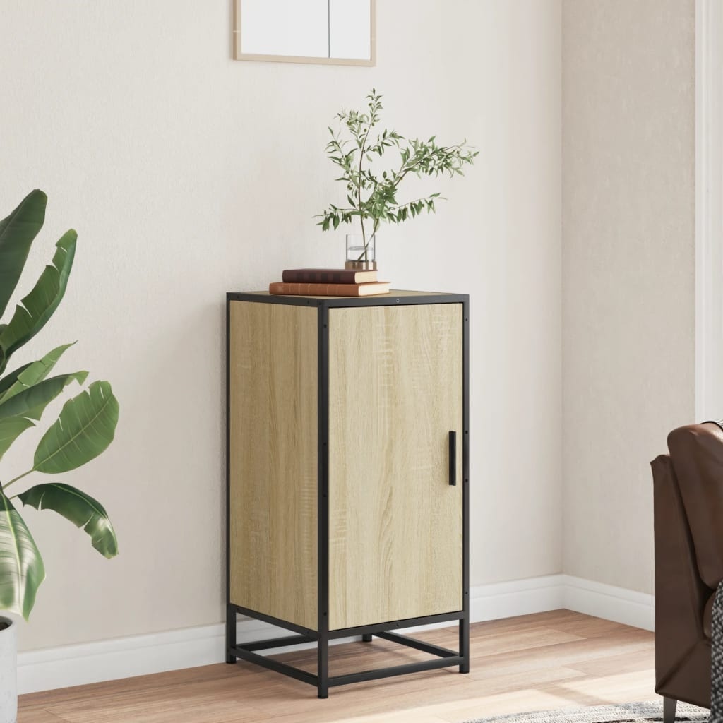 VidaXL Dressoir 35,5x35x76 cm bewerkt hout en metaal sonoma eikenkleur