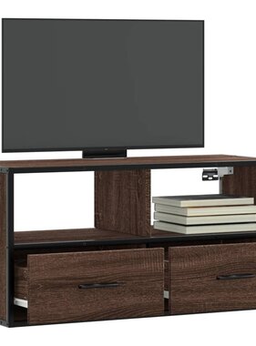 VidaXL Tv-meubel 80x31x39,5 cm bewerkt hout metaal bruin eikenkleurig