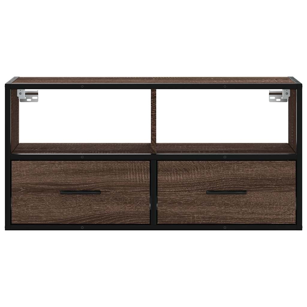 VidaXL Tv-meubel 80x31x39,5 cm bewerkt hout metaal bruin eikenkleurig