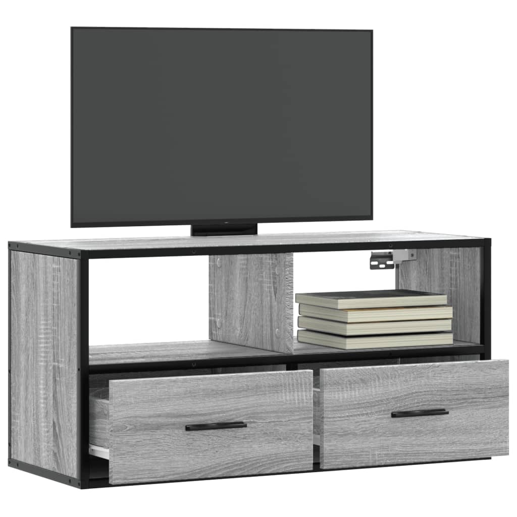 VidaXL Tv-meubel 80x31x39,5 cm bewerkt hout metaal grijs sonoma eiken