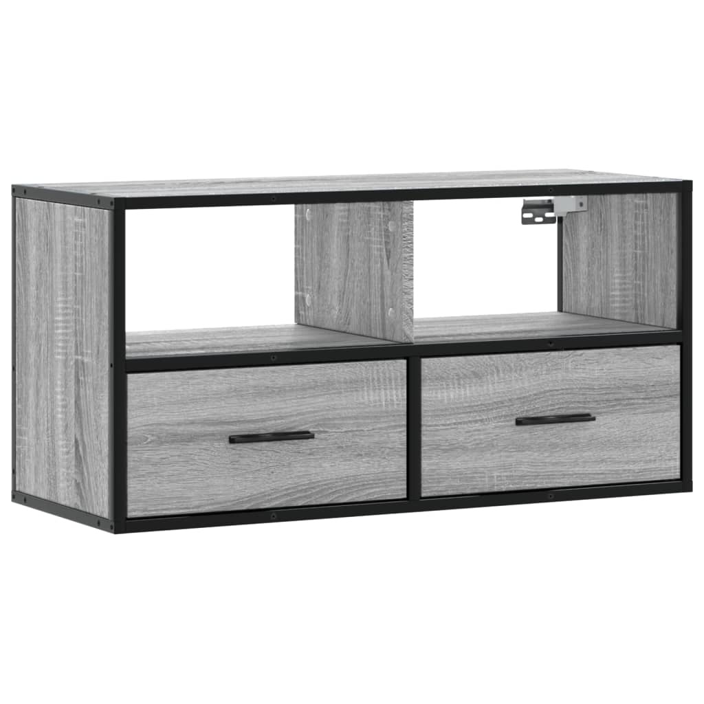 VidaXL Tv-meubel 80x31x39,5 cm bewerkt hout metaal grijs sonoma eiken