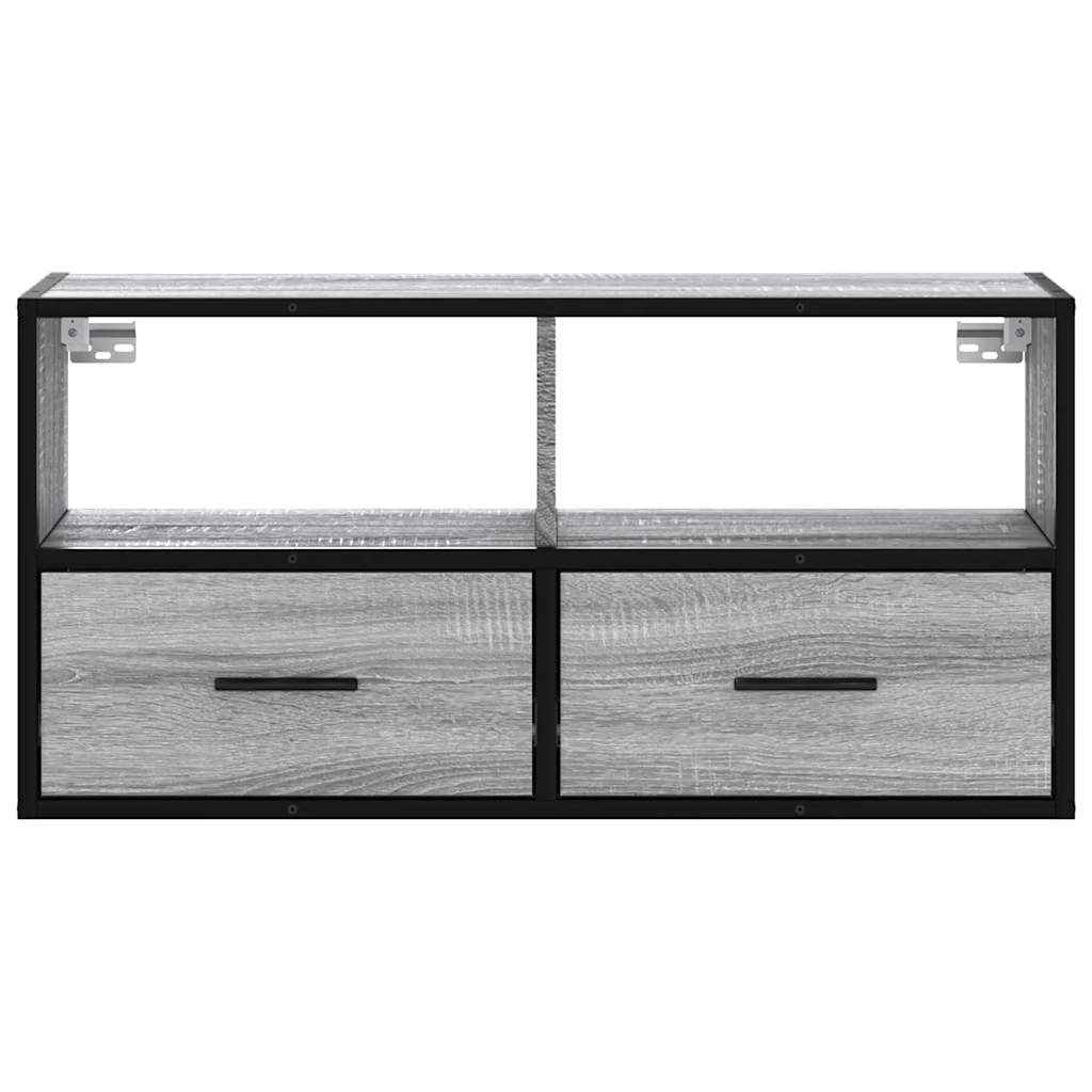 VidaXL Tv-meubel 80x31x39,5 cm bewerkt hout metaal grijs sonoma eiken
