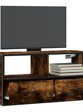 VidaXL Tv-meubel 80x31x39,5cm bewerkt hout metaal gerookt eikenkleurig