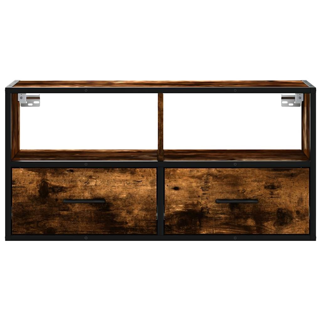 VidaXL Tv-meubel 80x31x39,5cm bewerkt hout metaal gerookt eikenkleurig