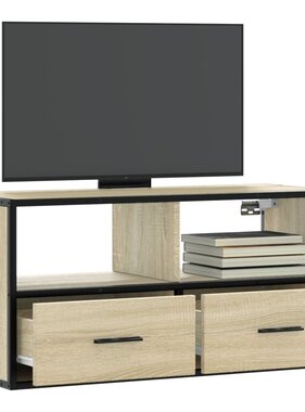 VidaXL Tv-meubel 80x31x39,5 cm bewerkt hout metaal sonoma eikenkleurig