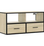 VidaXL Tv-meubel 80x31x39,5 cm bewerkt hout metaal sonoma eikenkleurig