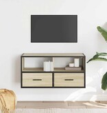 VidaXL Tv-meubel 80x31x39,5 cm bewerkt hout metaal sonoma eikenkleurig